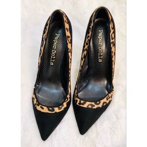 Paper Dolls NWOT black & leopard print heels